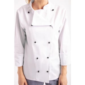 Unisex Chicago Long Sleeve White Chef Jacket Size M - Whites Chefs Clothing - Fourniresto