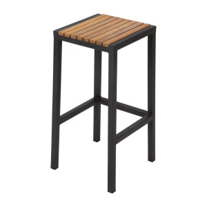 Tabourets de Bar en Acier et Acacia - Lot de 2 - Bolero - Fourniresto