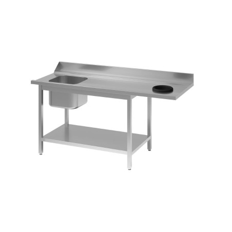 Table D'Entrée Lave-Vaisselle en Inox Avec Bac À Gauche Tvo Dosseret Et Tablette Inférieure - L 1400 x P 700mm - Gastro M