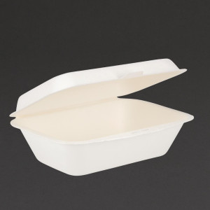 Barquettes À Charnière en Bagasse Compostables - 500 ml - Lot de 250 - Fiesta Green