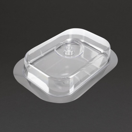 Plateau Rectangulaire En Inox Et Couvercle Transparent - APS - Fourniresto