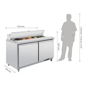 Preparation Counter 2 Doors - 527 L 16 X GN 1/6 - Polar - Fourniresto