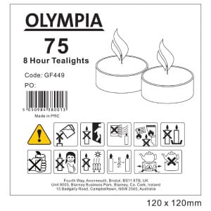 Κεριά Ρεσώ 8 Ωρών Ø 40 mm - Σετ των 75 - Olympia