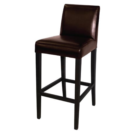 High bar stool with backrest in faux leather - Dark brown - Bolero - Fourniresto