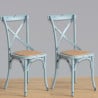 Wooden Chairs with Crossed Backrest - Blue - Bolero - Fourniresto