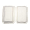 Meal Boxes in Bagasse with Hinged Lid - L 228mm - Pack of 200 - Vegware