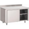 Stainless Steel Cabinet with Sliding Doors and Backsplash - W 1500 x D 700mm - Gastro M