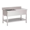 Stainless Steel Sink With Low Shelf 1 Basin Left-L 1600 x W 700mm - Gastro M