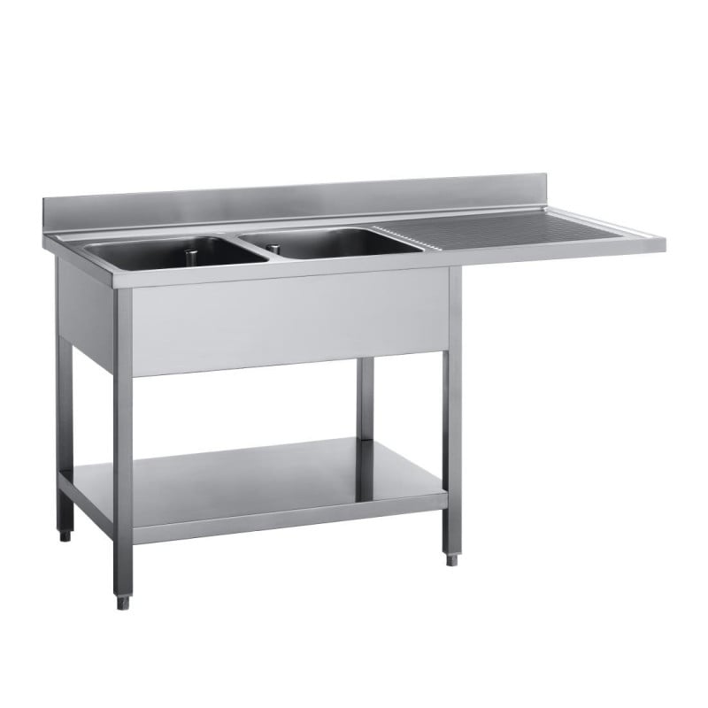 Stainless Steel Sink With Dishwasher Pass-Through - W 1600 x D 700mm - Gastro M