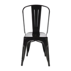 Stackable Steel Bistro Chairs - Black - Set of 4 - Bolero
