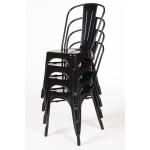 Chaises Bistro Empilable en Acier - Noir - Lot de 4 - Bolero