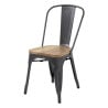 Chaises en Acier avec Assise en Bois - Gris Métallisé - Lot de 4 - Bolero