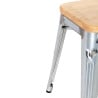 Low Steel Bistro Stools with Wooden Seat - Set of 4 - Bolero