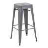 High Stools in Metallic Grey Galvanized Steel - Set of 4 - Bolero