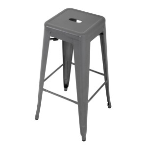 High Stools in Metallic Grey Galvanized Steel - Set of 4 - Bolero