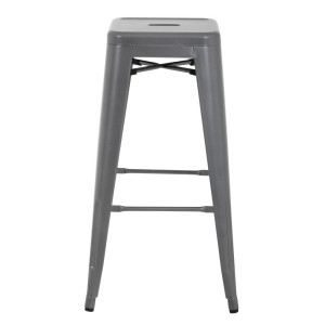 High Stools in Metallic Grey Galvanized Steel - Set of 4 - Bolero