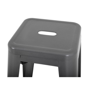 High Stools in Metallic Grey Galvanized Steel - Set of 4 - Bolero