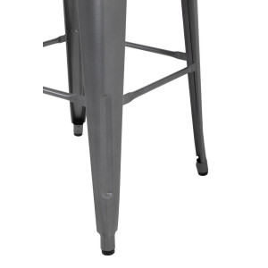 High Stools in Metallic Grey Galvanized Steel - Set of 4 - Bolero