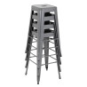 High Stools in Metallic Grey Galvanized Steel - Set of 4 - Bolero