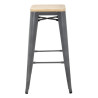 High Steel Gray Bistro Stool with Wooden Seat - Set of 4 - Bolero
