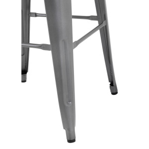 High Steel Gray Bistro Stool with Wooden Seat - Set of 4 - Bolero