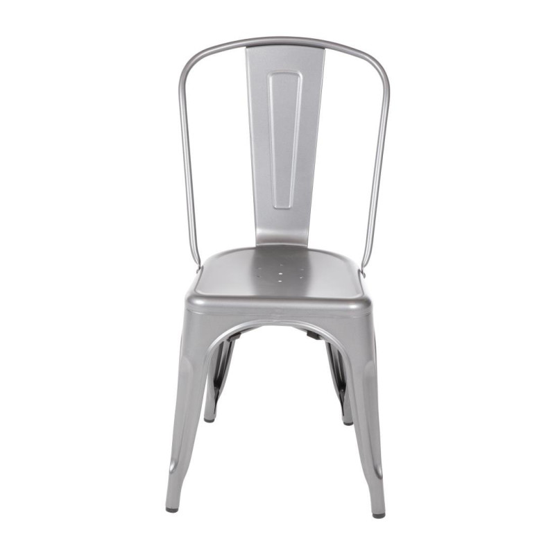 Chairs in Metallic Gray Steel - Set of 4 - Bolero Chairs in Metallic Gray Steel - Set of 4 - Bolero