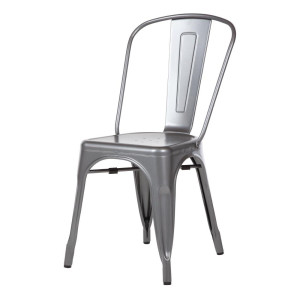 Chairs in Metallic Gray Steel - Set of 4 - Bolero