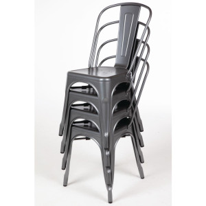 Chairs in Metallic Gray Steel - Set of 4 - Bolero