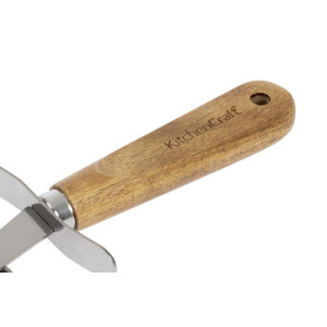 Stainless Steel Pizza Cutter - 65 mm Wooden Handle, Kitchen Craft Quality