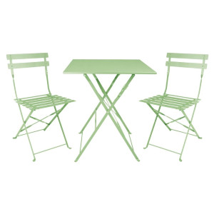 Table carrée pliante Bolero vert clair 600 mm en acier