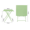 Folding square table Bolero light green 600 mm steel