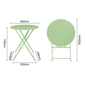 Table Carrée Pliante Acier Vert Clair 595 mm Bolero - Pratique et Robuste