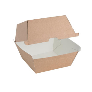 Compostable Small Hamburger Boxes 112mm - Pack of 150 Kraft Fiesta
