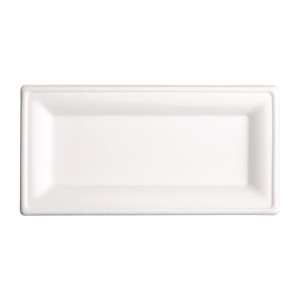 Rectangular Compostable Bagasse Plates 258mm