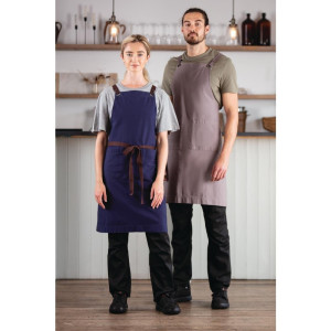 Apron Bib in Washed Grey Cotton: Comfort and Culinary Style