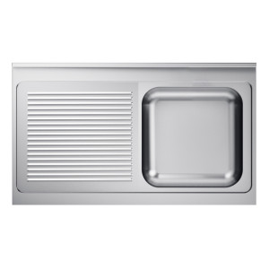 Νεροχύτης 1 Γούρνα και Στραγγιστήρι Αριστερά με Πλάτη - Μ 1200 x Π 600 mm - CombiSteel