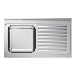 Νεροχύτης 1 Γούρνα και Στραγγιστήρι Δεξιά με Πλάτη - L 1200 x P 700 mm - CombiSteel