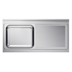 Νεροχύτης 1 Γούρνα και Στραγγιστήρι Δεξιά με Πλάτη - Μ 1400 x Π 700 mm - CombiSteel