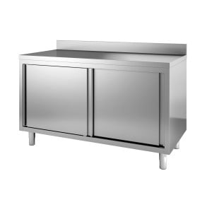 Έπιπλο Inox Χαμηλό με 2 Πόρτες και Πλάτη - L 1600 x P 600 mm - CombiSteel