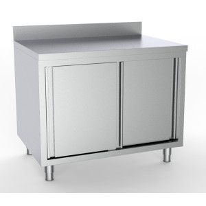 Meuble Inox Bas à 2 Portes avec Dosseret - L 1400 x P 700 mm - CombiSteel