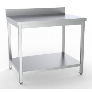 Stainless Steel Table with Backsplash and Shelf - L 1400 x D 700 mm - CombiSteel