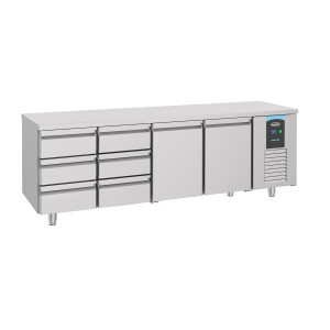 Table Réfrigérée Positive GN 1/1 à 2 Portes et 6 Tiroirs - 632 L - CombiSteel