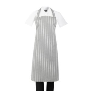 Ριγέ Γκρι και Λευκή Ποδιά Bavette - Whites Chefs Clothing