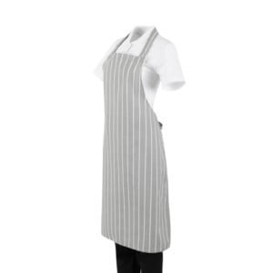 Ριγέ Γκρι και Λευκή Ποδιά Bavette - Whites Chefs Clothing