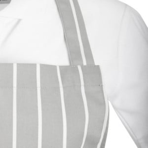 Ριγέ Γκρι και Λευκή Ποδιά Bavette - Whites Chefs Clothing