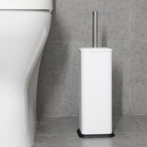 Square White Toilet Brush and Holder - Jantex