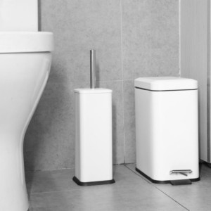 Square White Toilet Brush and Holder - Jantex