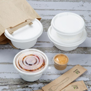 Καπάκια από Μπαγκάσα Fiesta Compostable για Μπολ 400/500 ml - Σετ 50 - Gastronoble