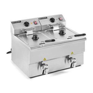 Friteuse Professionnelle Premium 2 x 8 L avec Vidange - Dynasteel