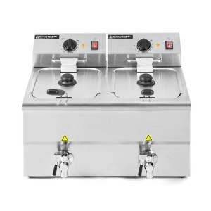 Friteuse Professionnelle Premium 2 x 8 L avec Vidange - Dynasteel